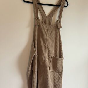 SHEIN Curve Ribbed Knit Top in Tan overall dress